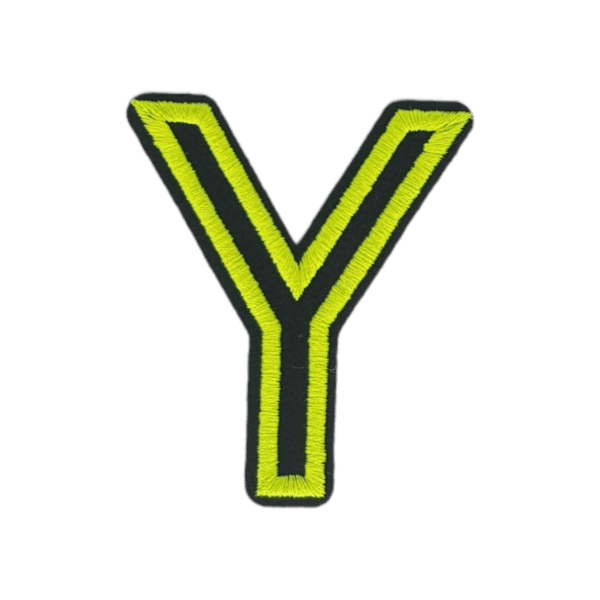 Putali 'Y' Alphabet Neon Green on Black Embroidery Patch D-02