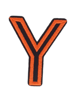 Putali 'Y' Alphabet Neon Orange on Black Embroidery Patch D-02