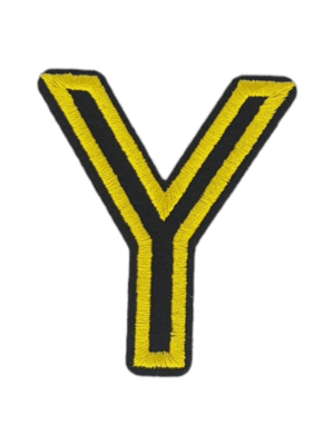 Putali 'Y' Alphabet Neon Yellow on Black Embroidery Patch D-02