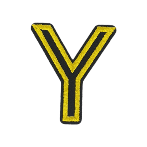 Putali 'Y' Alphabet Neon Yellow on Black Embroidery Patch D-02