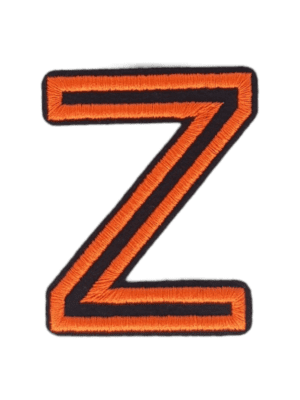 Putali 'Z' Alphabet Neon Orange on Black Embroidery Patch D-02