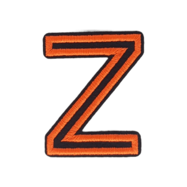 Putali 'Z' Alphabet Neon Orange on Black Embroidery Patch D-02